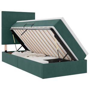 vidaXL Letto con contenitore e materasso Verde Scuro 100 x 200 cm