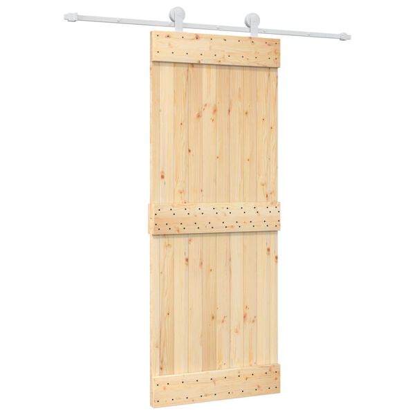 vidaXL Porta Scorrevole con Set Hardware 80x210 cm Legno Massello Pino
