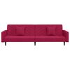 vidaXL Divano Letto a 2 Posti con 2 Cuscini Rosso Vino in Velluto