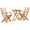 vidaXL Set da Bistrot 3pz Beige in Tessuto e Legno Massello