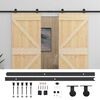 vidaXL Porta scorrevole 2 pcs Naturale e Nero Legno Massello di Pino