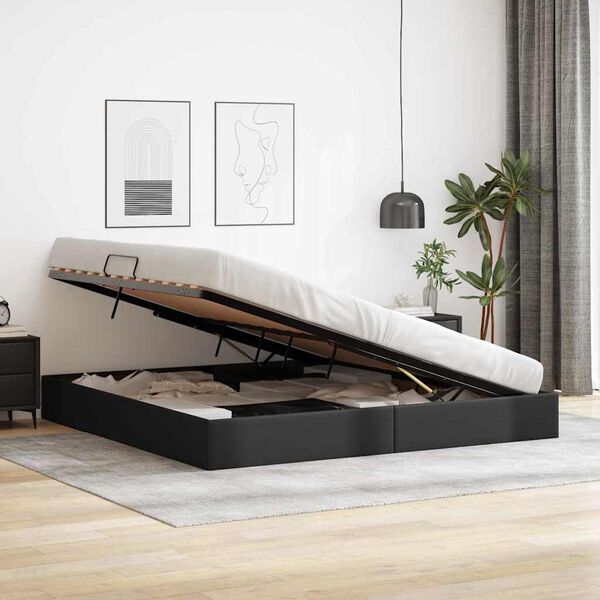 vidaXL Letto con Contenitore Nero 200 x 200 cm Pelle sintetica