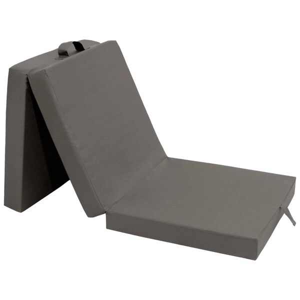 vidaXL Materasso di Schiuma Pieghevole in 3 Parti 190x70x9 cm Grigio