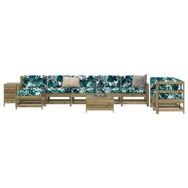 vidaXL Set Divani da Giardino 10 pz in Legno Impregnato di Pino
