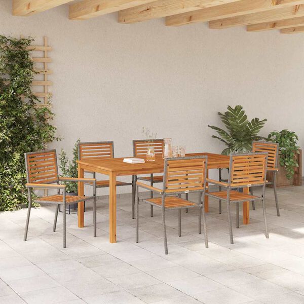vidaXL Set da Pranzo per Giardino 7 pcs Grigio