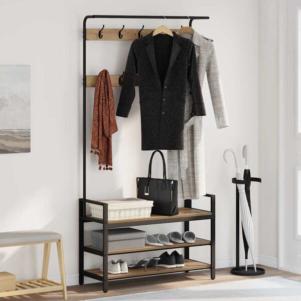 vidaXL Appendiabiti Rovere artigianale 95 x 34 x 184 cm