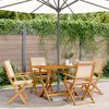 vidaXL Set Pranzo da Giardino 5 pz Beige in Tessuto e Legno Massello