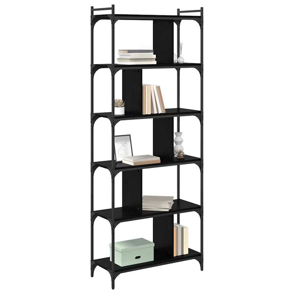 vidaXL Libreria Rovere nero 76 x 32 x 192 cm Legno multistrato