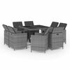 vidaXL Set Pranzo da Giardino 9 pz con Cuscini in Polyrattan Grigio
