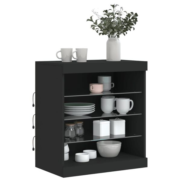 vidaXL Credenza con Luci LED Nera 60,5x37x67 cm