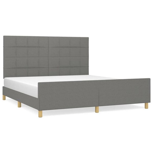 vidaXL Giroletto senza Materasso Grigio Scuro 180x200 cm Tessuto