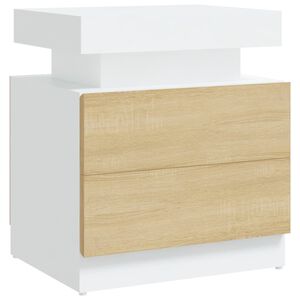 vidaXL Comodino Bianco e Rovere Sonoma 45x35x52cm in Legno Multistrato