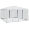 vidaXL Tenda per Feste con 8 Pareti Laterali in Rete Bianco 4x4 m HDPE