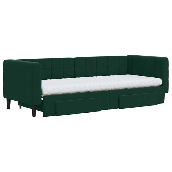 vidaXL Divano Letto Estraibile Cassetti Verde Scuro 80x200cm Velluto