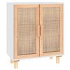 vidaXL Credenza Bianca 60x30x70 cm Legno Massello Pino Rattan Naturale