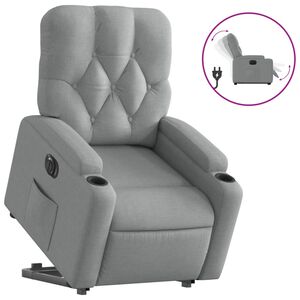 vidaXL Poltrona Reclinante Alzapersona Elettrica Grigio Chiaro Tessuto
