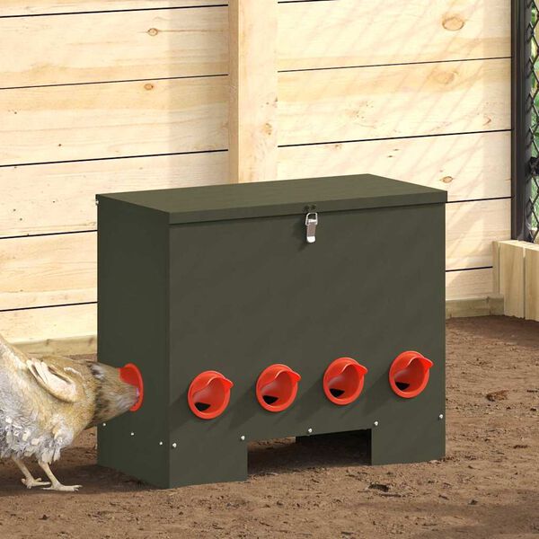 vidaXL Feeder per pollo Verde oliva 60,5 x 29 x 51 cm