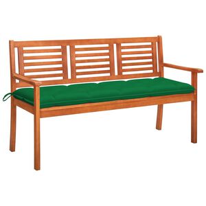 vidaXL Panchina da Giardino e Cuscino 3 Posti 150cm Eucalipto Massello