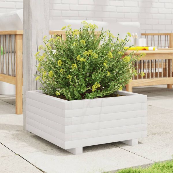 vidaXL Fioriera da Giardino Bianca 50x50x26,5cm Legno Massello di Pino