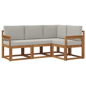 vidaXL Set di divani da esterno 4 pcs Grigio Naturale e Chiaro
