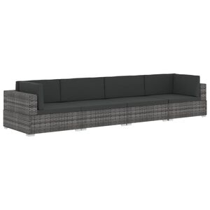 vidaXL Set Divani da Giardino 4 pz con Cuscini in Polyrattan Grigio
