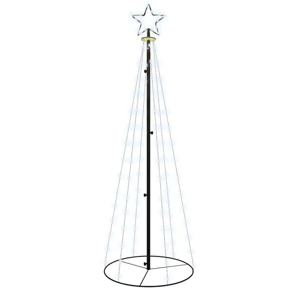 vidaXL Albero di Natale a Cono Bianco Caldo 108 LED 70x180 cm