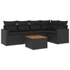 vidaXL Set Divano da Giardino 6 pz con Cuscini Nero in Polyrattan