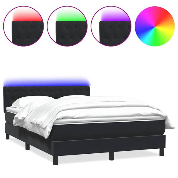 vidaXL Letto a Molle con Materasso e LED Nero 160x210 cm in Velluto