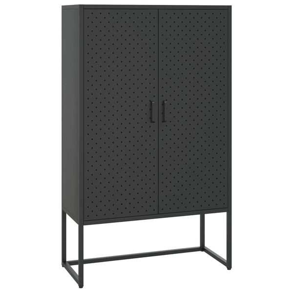 vidaXL Credenza Alta Nera 80x35x135 cm in Acciaio