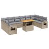 vidaXL Set Divani da Giardino 11 pz con Cuscini Beige in Polyrattan