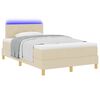 vidaXL Letto a Sorgente LED con materasso Crema 120 x 190 cm Tessuto