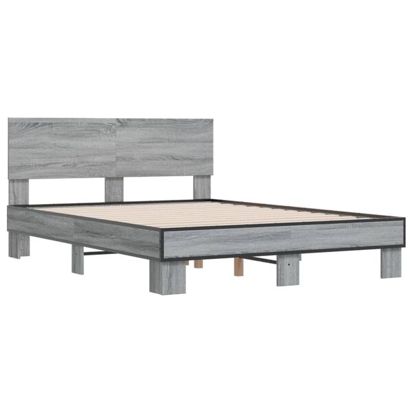vidaXL Giroletto Grigio Sonoma 140x200 cm in Legno Multistrato Metallo