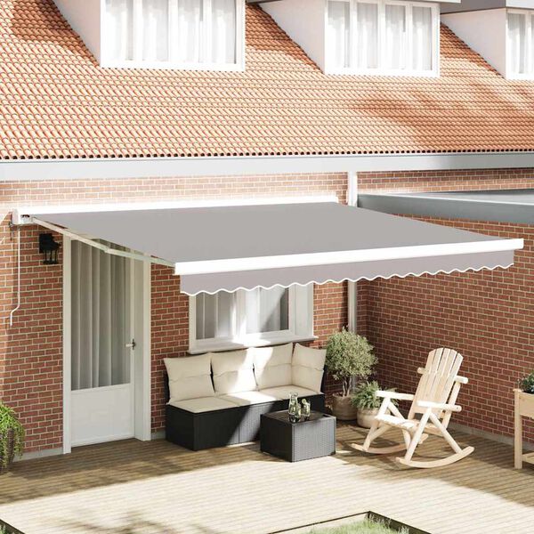 vidaXL Telo di ricambio per tenda da sole Grigio chiaro 380 x 345 cm