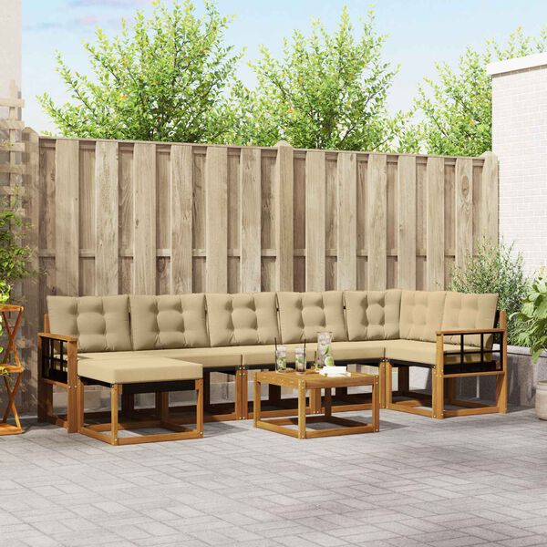 vidaXL Set di divani da esterno con cuscino 8 pcs Naturale e Beige
