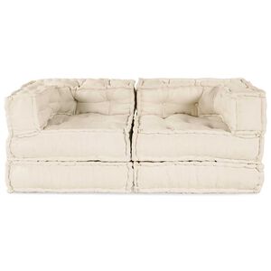 vidaXL Unit&agrave; di Divano Modulare 2 pz Tessuto Crema 140 x 70 x 56 cm