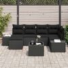 vidaXL Set Divano da Giardino con cuscino 7 pcs Nero polyrattan