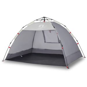 vidaXL Tenda da Spiaggia 2 Persone Grigio Rilascio Rapido Impermeabile