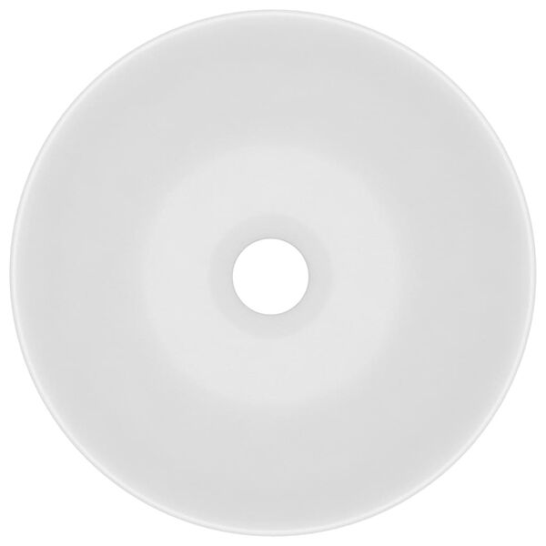 vidaXL Lavandino da Bagno in Ceramica Bianco Opaco Rotondo