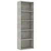 vidaXL Libreria 5 Ripiani Grigio Cemento 60x30x1789 Legno Multistrato