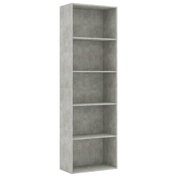 vidaXL Libreria 5 Ripiani Grigio Cemento 60x30x1789 Legno Multistrato