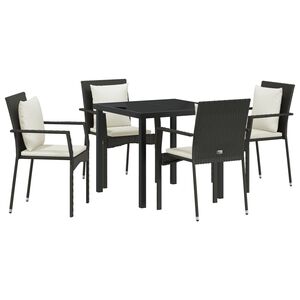 vidaXL Set da Pranzo per Giardino con cuscino 5 pcs Nero polyrattan