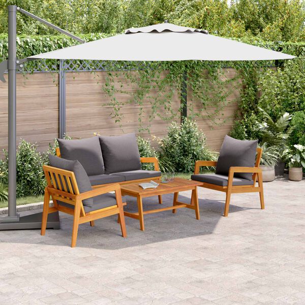 vidaXL Set bistrot con cuscino 4 pcs Marrone Legno di Acacia Massello