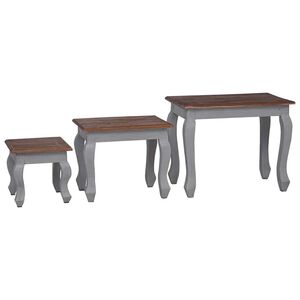vidaXL Set Tavolini a Incastro 3 pz in Legno Massello di Mogano