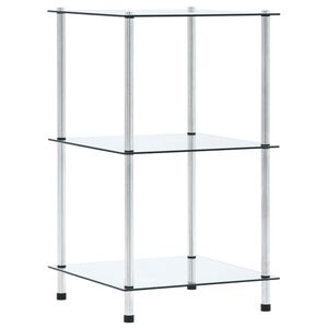 vidaXL Scaffale a 3 Livelli Trasparente 40x40x67cm in Vetro Temperato
