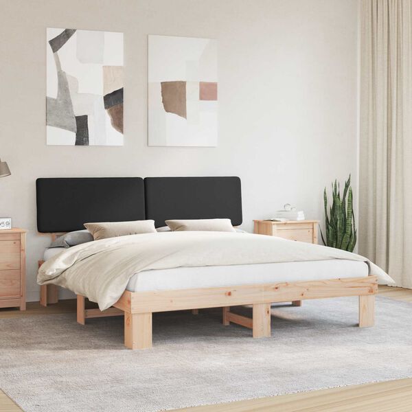 vidaXL Letto con Testiera Rivestita Nero 180 x 200 cm Pino massello