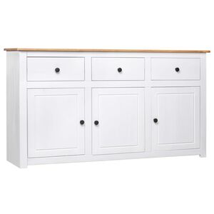 vidaXL Credenza Bianca 135x40x80 cm in Legno Massello di Pino Panama