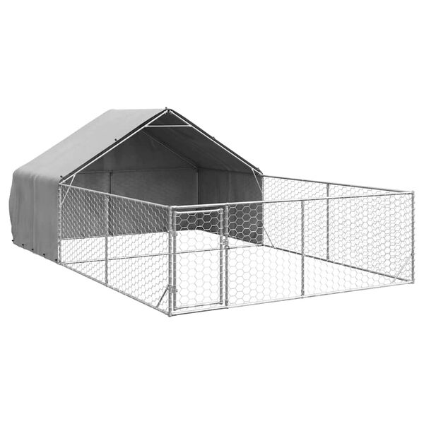 vidaXL Cuccia per Cani da Esterno con Recinto 6x3x1,9m Acciaio Zincato