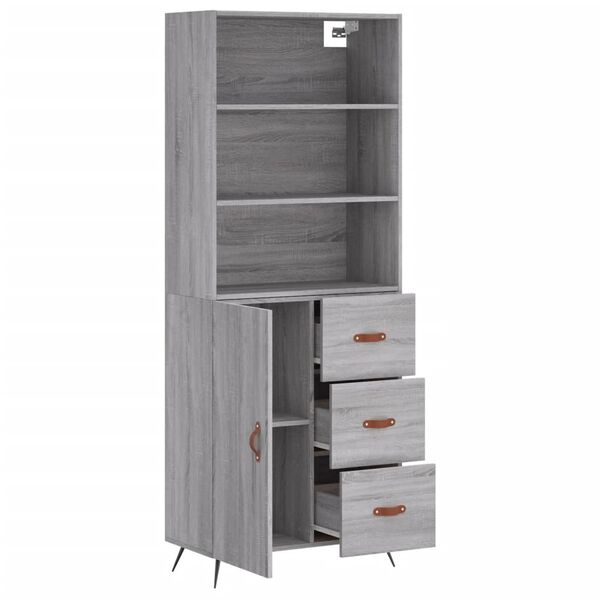 vidaXL Credenza Grigio Sonoma 69,5x34x180 cm in Legno Multistrato