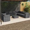 vidaXL Set Divani da Giardino 10 pz con Cuscini in Polyrattan Grigio