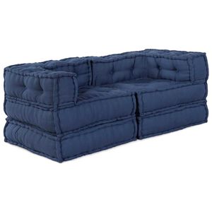 vidaXL Unit&agrave; di Divano Modulare 2 pz Tessuto Indaco 140 x 70 x 56 cm